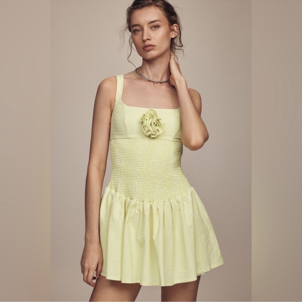 NWT! Maeve by Anthropologie Smocked Rosette Drop-Waist Mini Dress 4️⃣